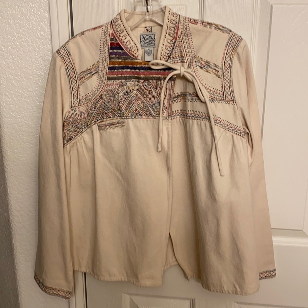 New and Gorgeous embroidered Lucky Brand Jacket Western Hippie Cowgirl